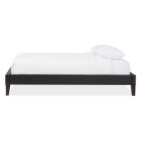 Baxton Studio BBT6598-Black-Queen Lancashire Leather Upholstered Queen Size Bed Frame with Tapered Legs